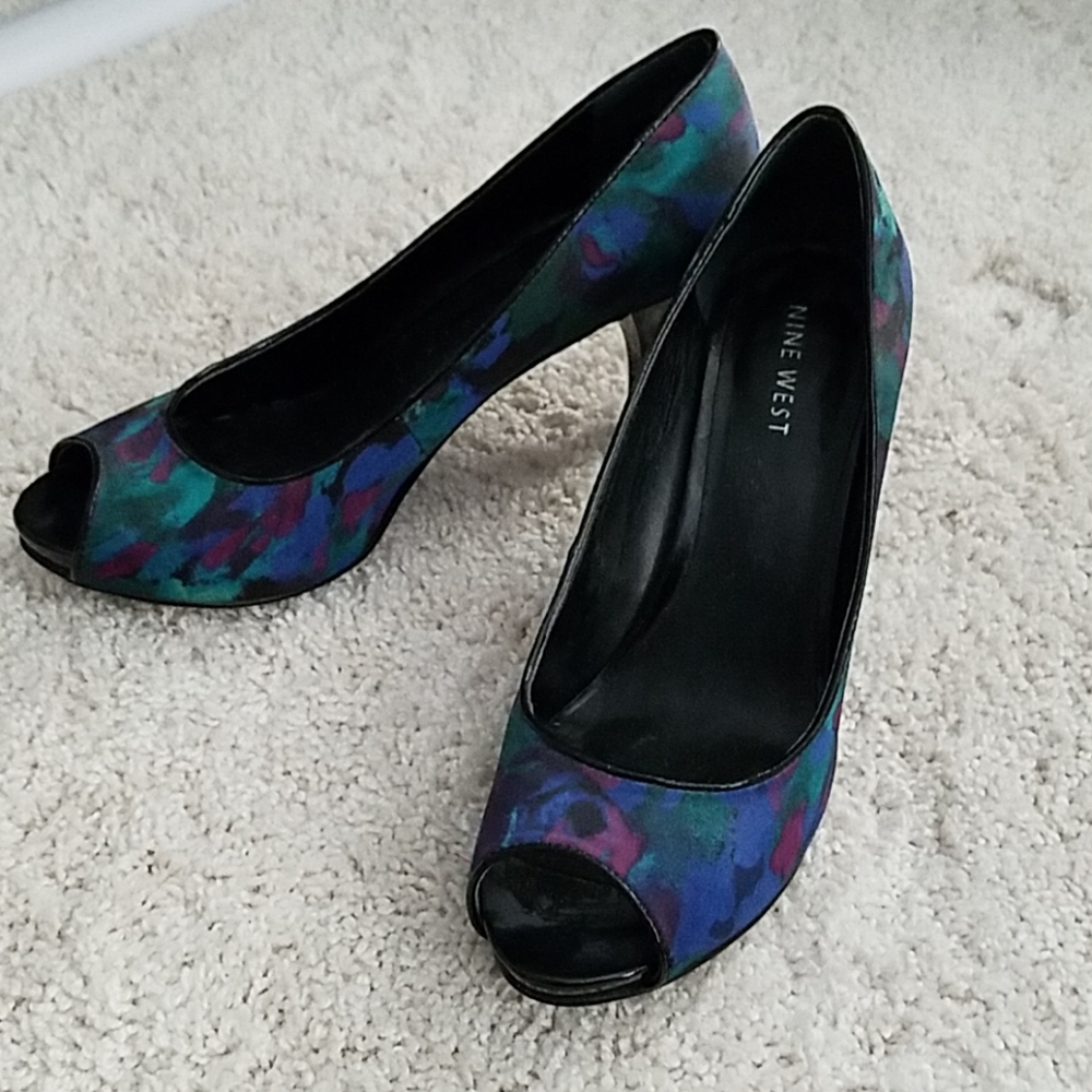 Nine West Floral Peep Toe Heels